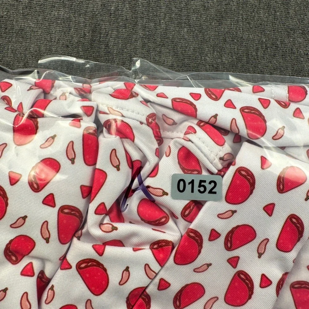 Bogey Bros Golf Co Mens XXL Taco Chili Pepper Print Performance Polo Shirt Pink - Picture 11 of 11
